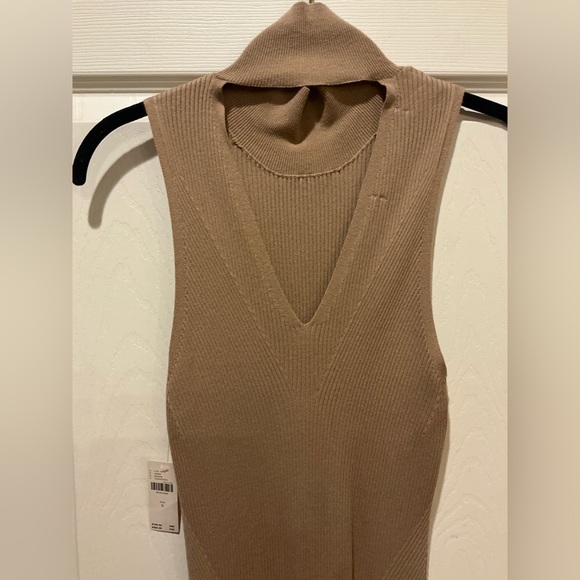 Anthropologie NWT Stretch Knit Mock Neck Sleeveless Dress Beige Woman Size Small - Picture 6 of 14